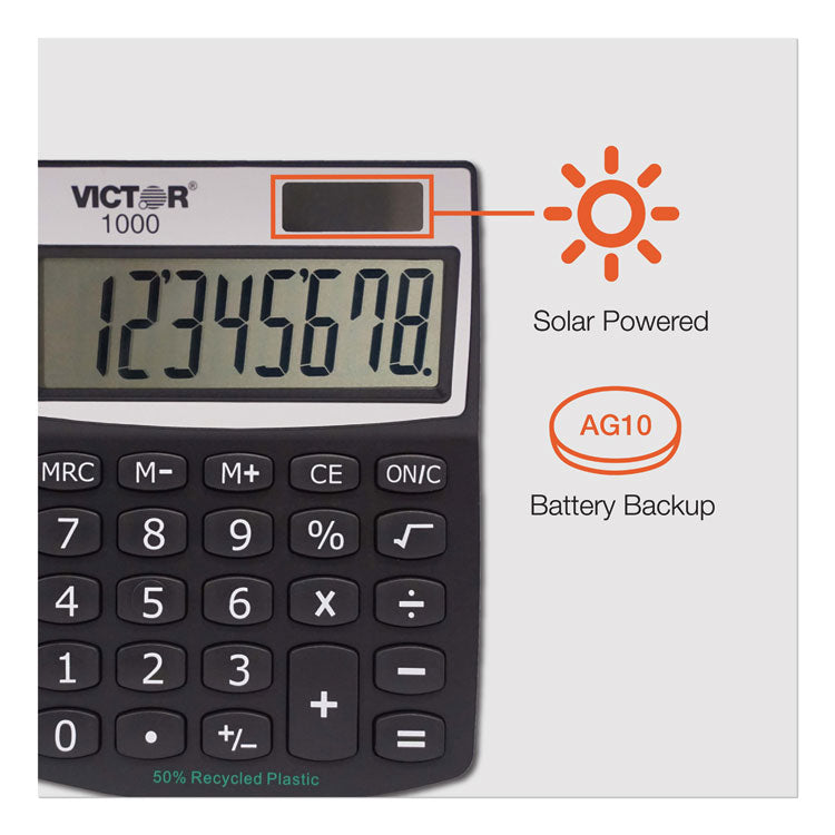 Victor® 1000 Minidesk Calculator, 8-Digit LCD (VCT1000) Each