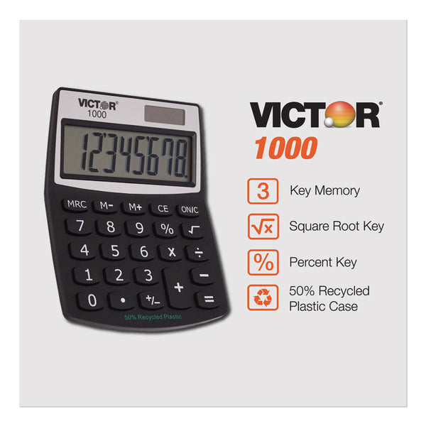 Victor® 1000 Minidesk Calculator, 8-Digit LCD (VCT1000)