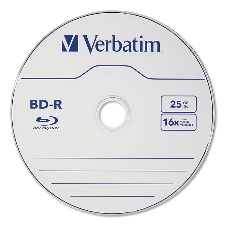 Verbatim® BD-R Blu-Ray Disc, 25 GB, 16x, White, 25/Pack (VER97457)