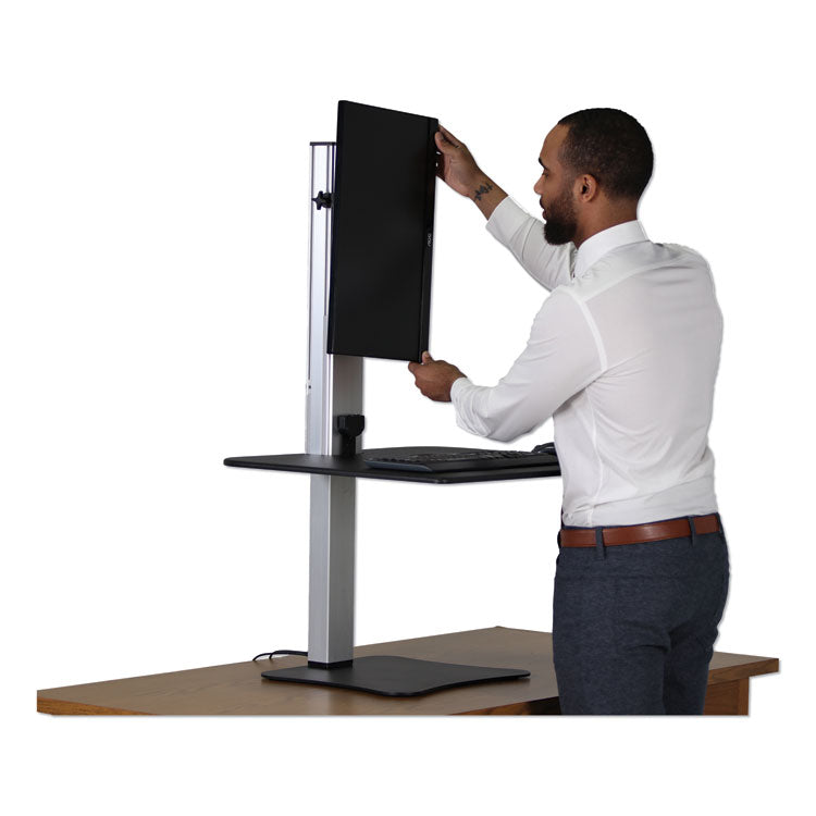 Victor® High Rise Electric Standing Desk Workstation, Single Monitor, 28" x 23" x 20.25", Black/Aluminum, Ships in 1-3 Business Days (VCTDC400) Each