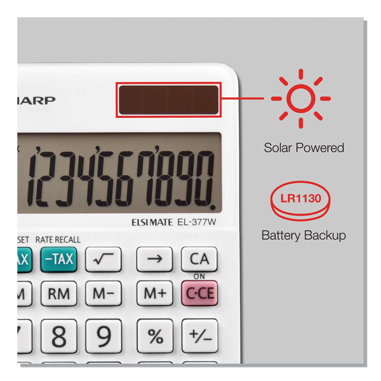 Sharp® EL-377WB Large Pocket Calculator, 10-Digit LCD (SHREL377WB) Each