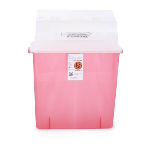 GatorGuard™ In-Room™ Sharps Container Translucent Red Base 20-1/2 H X 14 W X 6 D Inch Horizontal Entry 3 Gallon (330376_CS) 12/CS