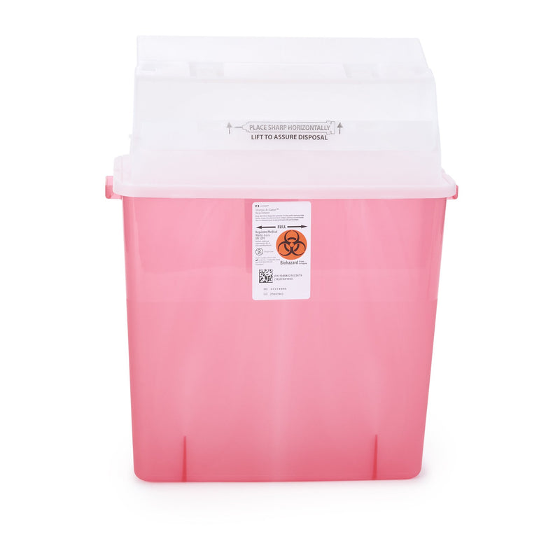 GatorGuard™ In-Room™ Sharps Container Translucent Red Base 20-1/2 H X 14 W X 6 D Inch Horizontal Entry 3 Gallon (330376_CS) 12/CS