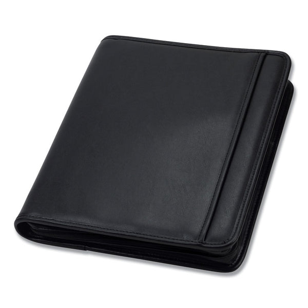 Samsill® Professional Zippered Pad Holder/Ring Binder, Pockets, Writing Pad, Vinyl Black (SAM15650)
