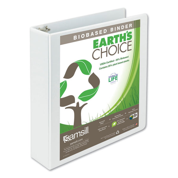 Samsill® Earth's Choice Plant-Based Round Ring View Binder, 3 Rings, 2" Capacity, 11 x 8.5, White (SAM18967)