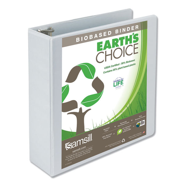 Samsill® Earth's Choice Plant-Based Round Ring View Binder, 3 Rings, 3" Capacity, 11 x 8.5, White (SAM18987)