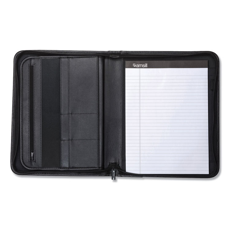 Samsill® Professional Zippered Pad Holder, Pockets/Slots, Writing Pad, Black (SAM70820)