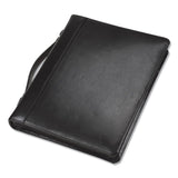 Samsill® Leather Multi-Ring Zippered Portfolio, Two-Part, 1" Cap, 11 x 13 1/2, Black (SAM15540)