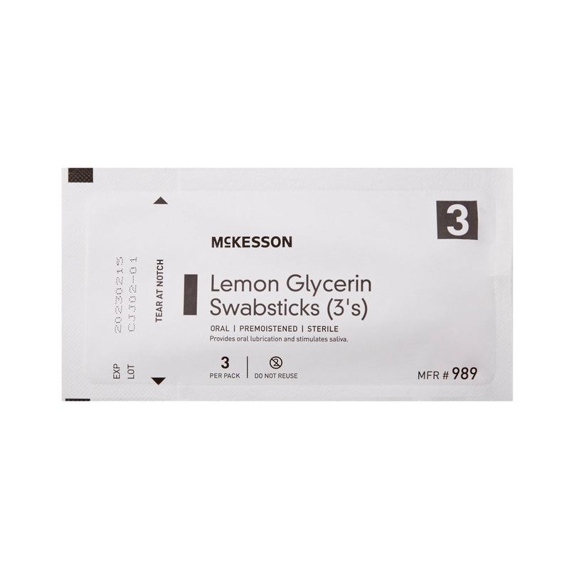 McKesson Lemon Glycerin Swabstick Rayon Tip 3 per Pack (877336_EA) 1/EA