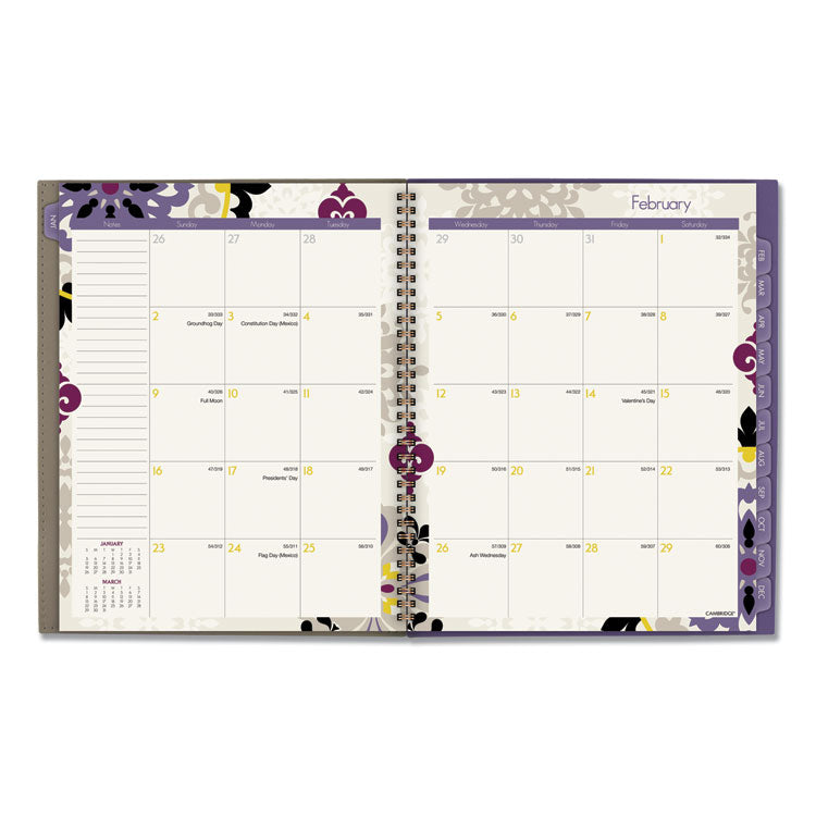Cambridge® Vienna Weekly/Monthly Appointment Book, Vienna Geometric Artwork, 11 x 8.5, Purple/Tan Cover, 12-Month (Jan to Dec): 2024 (AAG122905)