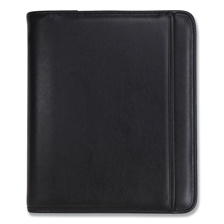 Samsill® Professional Zippered Pad Holder/Ring Binder, Pockets, Writing Pad, Vinyl Black (SAM15650)