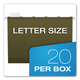 Pendaflex® Ready-Tab Reinforced Hanging File Folders, Letter Size, 1/5-Cut Tabs, Standard Green, 25/Box (PFX42590) Box of 25