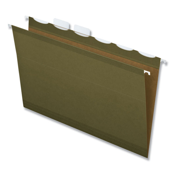 Pendaflex® Ready-Tab Reinforced Hanging File Folders, Legal Size, 1/6-Cut Tabs, Standard Green, 25/Box (PFX42591) Box of 25