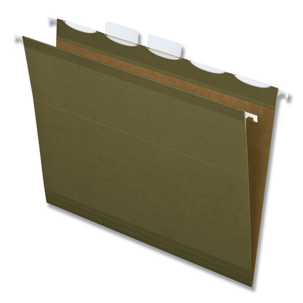 Pendaflex® Ready-Tab Reinforced Hanging File Folders, Letter Size, 1/5-Cut Tabs, Standard Green, 25/Box (PFX42590) Box of 25
