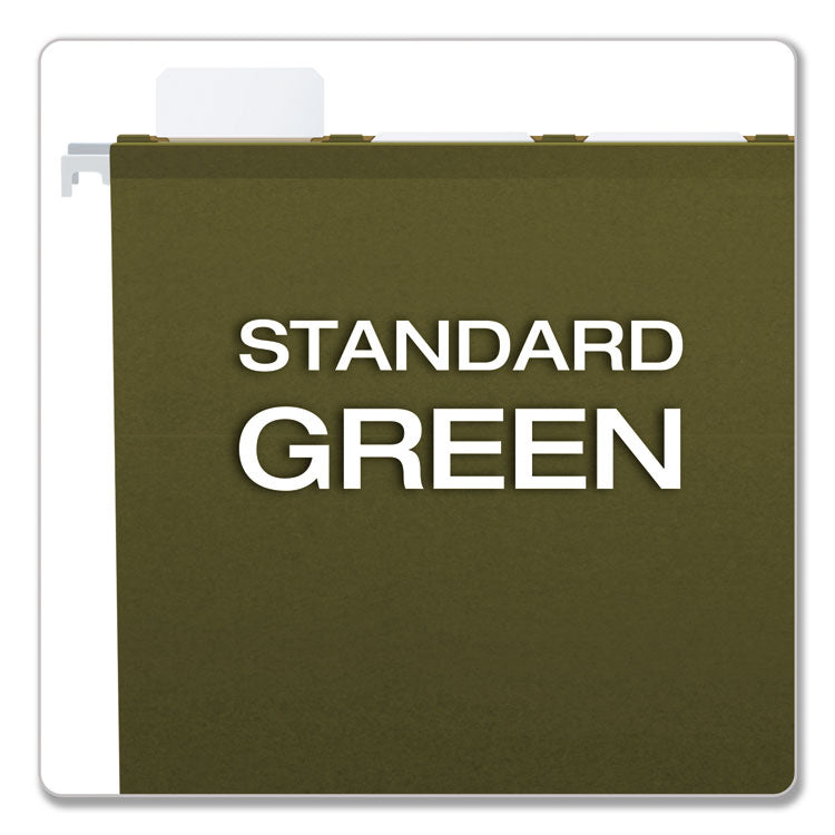Pendaflex® Ready-Tab Reinforced Hanging File Folders, Letter Size, 1/5-Cut Tabs, Standard Green, 25/Box (PFX42590) Box of 25