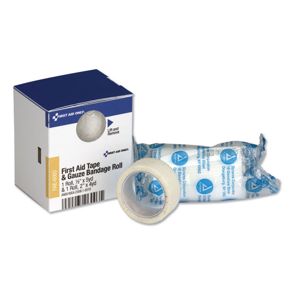 First Aid Only™ SmartCompliance First Aid Tape/Gauze Roll Combo, 0.5" x 5 yd Tape, 2" x 4 yd Gauze (FAOFAE6003)