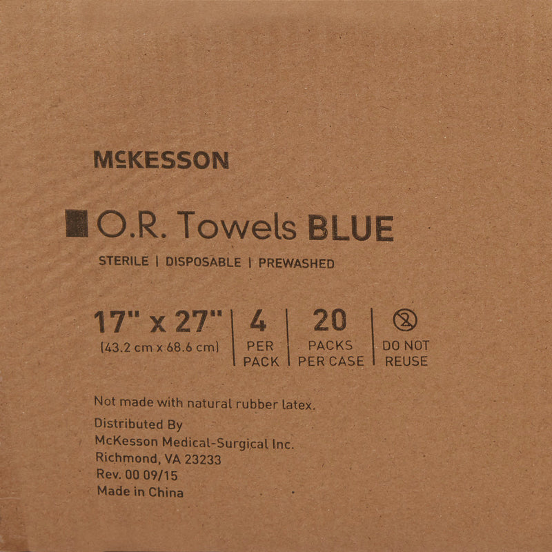 McKesson O.R. Towel 17 W X 27 L Inch Blue Sterile (277861_CS) 20/CS
