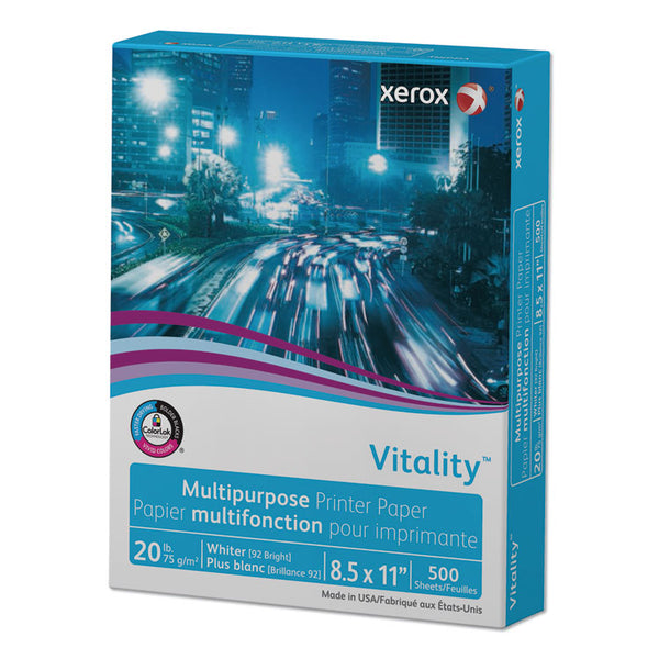 xerox™ Vitality Multipurpose Print Paper, 92 Bright, 20 lb Bond Weight, 8.5 x 11, White, 500/Ream (XER3R02047RM)