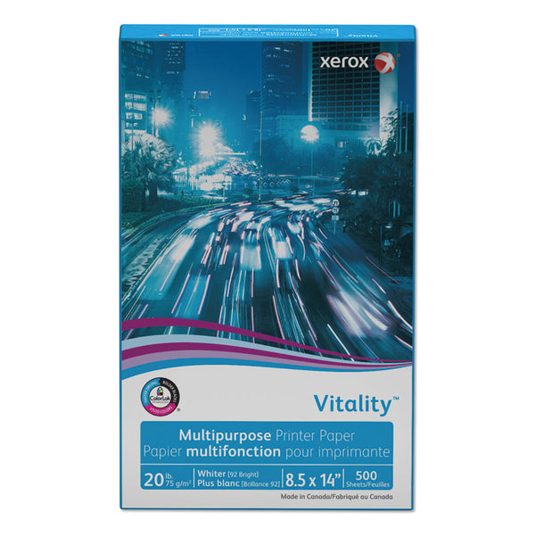 xerox™ Vitality Multipurpose Print Paper, 92 Bright, 20 lb Bond Weight, 8.5 x 14, White, 500/Ream (XER3R02051)