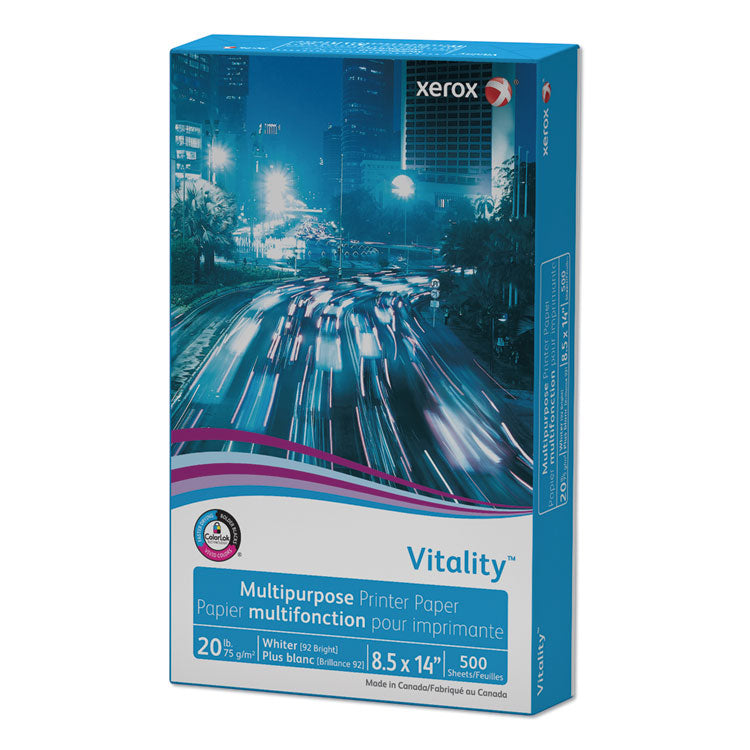 xerox™ Vitality Multipurpose Print Paper, 92 Bright, 20 lb Bond Weight, 8.5 x 14, White, 500 Sheets/Ream, 10 Reams/Carton (XER3R02051CT)