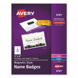 Avery® Magnetic Style Name Badge Kit, Horizontal, 4" x 3", White, 48/Pack (AVE8781)