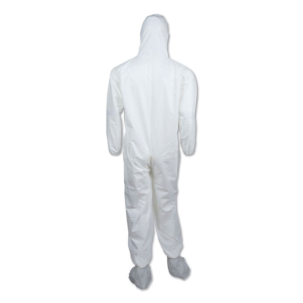 KleenGuard™ A45 Liquid/Particle Protection Surface Prep/Paint Coveralls, Hood, Elastic Wrist/Ankles, Boots, 4XL, White, 25/Carton (ANS48977) Case of 25