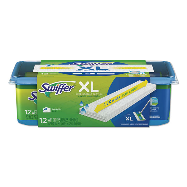 Swiffer® Max/XL Wet Refill Cloths, 16.5 x 9, White, 12/Tub, 6 Tubs/Carton (PGC74471)