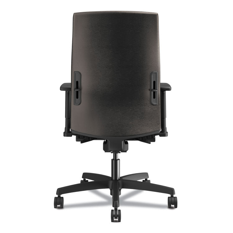 HON® Ignition 2.0 Upholstered Mid-Back Task Chair With Lumbar, Supports 300 lb, 17" to 22" Seat, Black Vinyl Seat/Back, Black Base (HONI2UL2AU10TK)