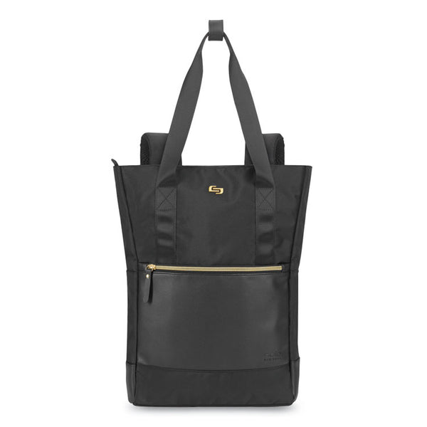 Solo Parker Hybrid Tote/Backpack, Fits Devices Up to 15.6", Polyester, 3.75 x 16.5 x 16.5, Black/Gold (USLEXE8014)