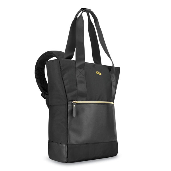 Solo Parker Hybrid Tote/Backpack, Fits Devices Up to 15.6", Polyester, 3.75 x 16.5 x 16.5, Black/Gold (USLEXE8014)