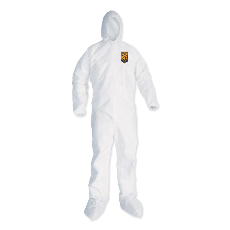 KleenGuard™ A35 Liquid and Particle Protection Coveralls, Zipper Front, Hooded, Elastic Wrists and Ankles, 2X-Large, White, 25/Carton (KCC38941) Case of 25