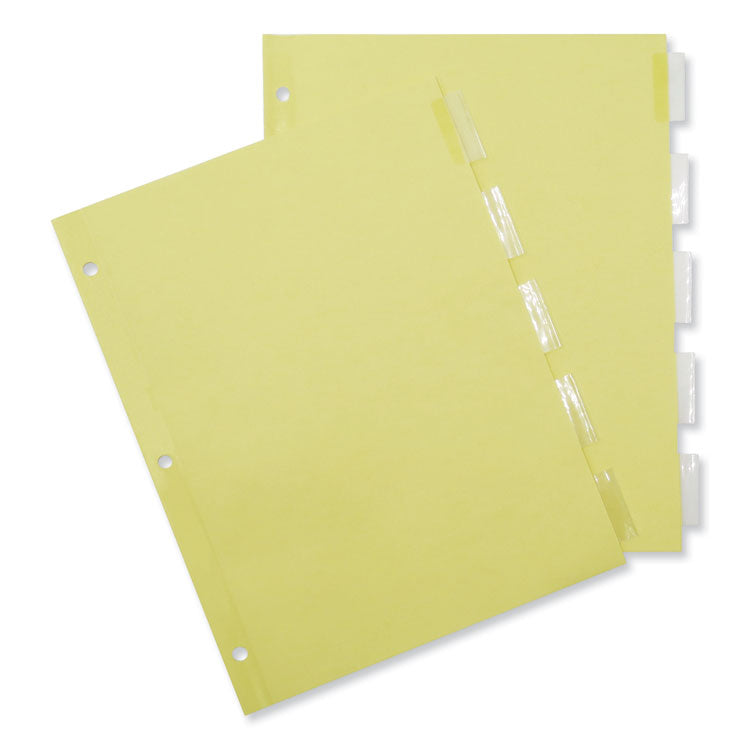 Universal® Insertable Tab Index, 5-Tab, 11 x 8.5, Buff, Clear Tabs, 24 Sets (UNV20831)