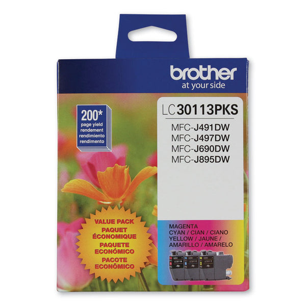 Brother LC3011 Ink, 200 Page-Yield, Cyan/Magenta/Yellow (BRTLC30113PKS)