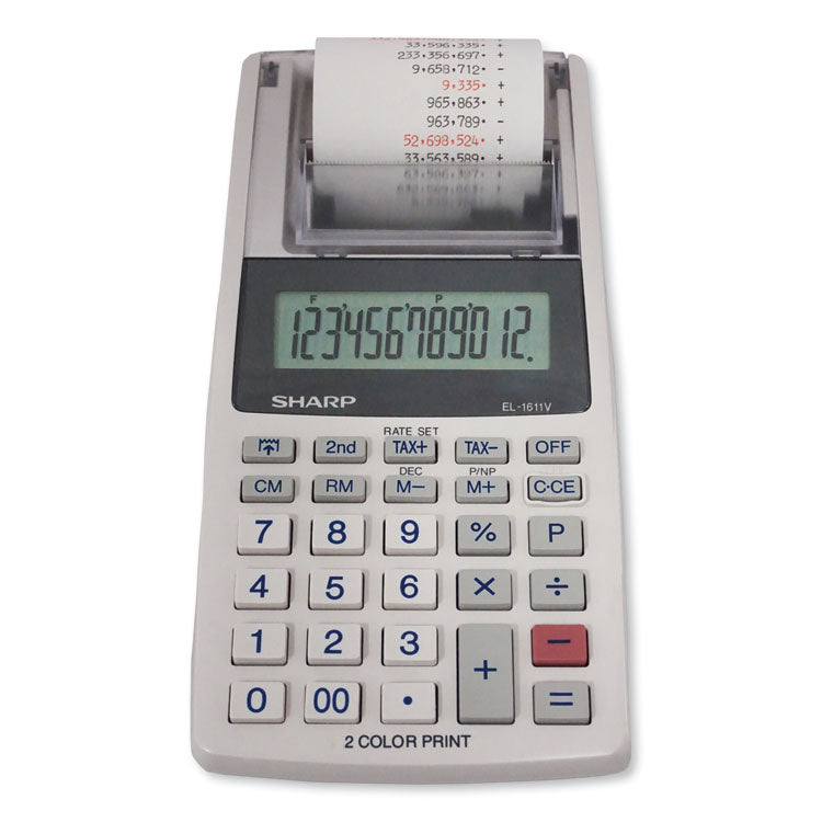 Sharp® EL-1611V Printing Calculator, Black/Red Print, 2 Lines/Sec (SHREL1611V) Each