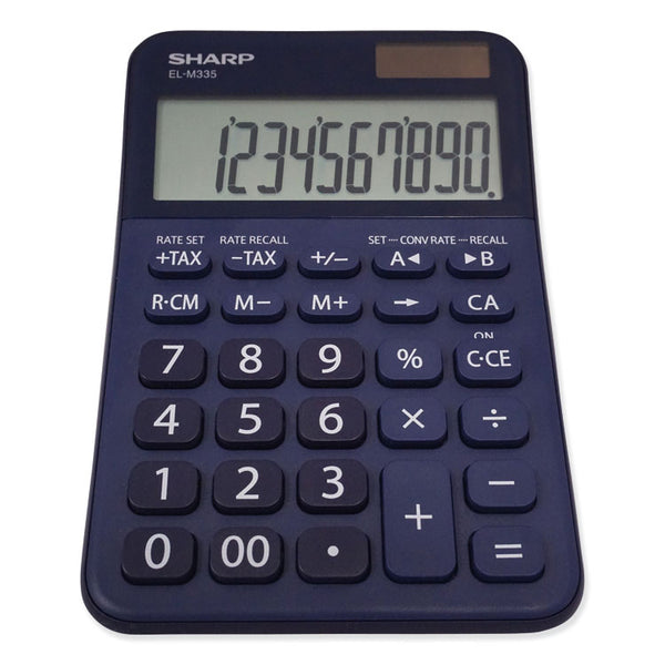 Sharp® ELM335BBL Desktop Calculator, 10-Digit LCD, Blue (SHRELM335BBL) Each