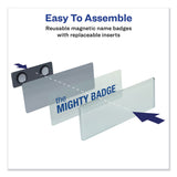 The Mighty Badge&reg; The Mighty Badge Name Badge Holder Kit, Horizontal, 3 x 1, Inkjet, Silver, 4 Holders/32 Inserts (AVE71201)