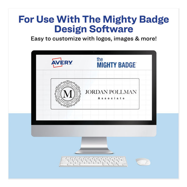 Avery The Mighty Badge Name Badge Inserts, 1 x 3, Clear, Laser, 20/Sheet, 5 Sheets/Pack (AVE71210)