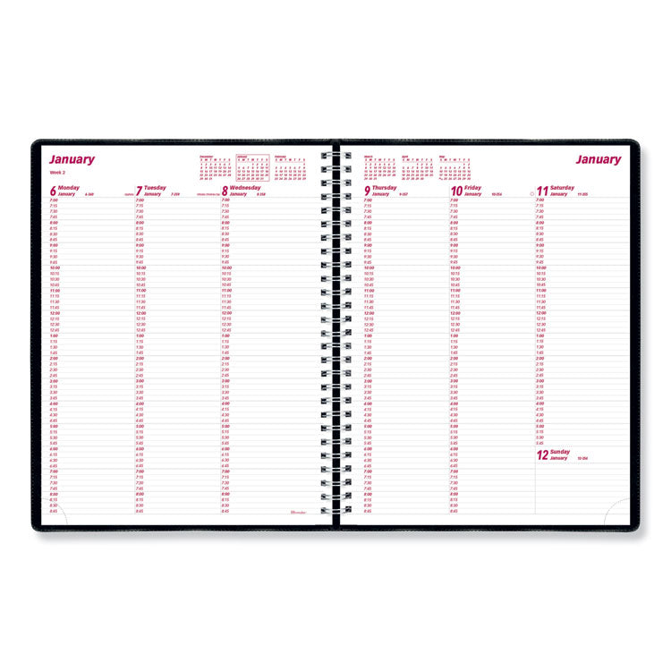 Brownline® Essential Collection Weekly Appointment Book in Columnar Format, 11 x 8.5, Black Cover, 12-Month (Jan to Dec): 2024 (REDCB950BLK)