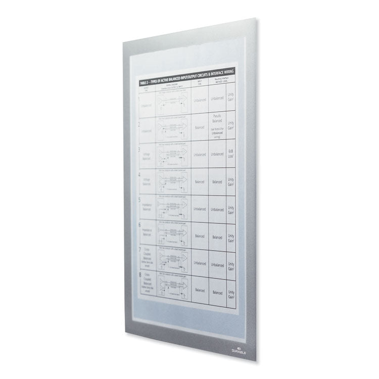 Durable® DURAFRAME Magnetic Plus Sign Holder, 8.5 x 11, Silver Frame, 2/Pack (DBL400423) Pack of 2