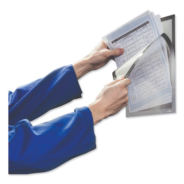 Durable® DURAFRAME Magnetic Plus Sign Holder, 8.5 x 11, Silver Frame, 2/Pack (DBL400423)