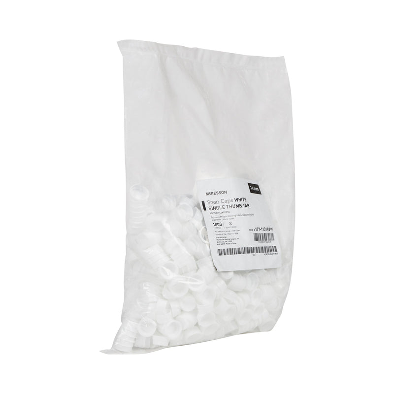 McKesson Tube Closure Polyethylene Snap Cap White 16 mm For Use with 16 mm Blood Drawing Tubes, Glass Test Tubes, Plastic Culture Tubes NonSterile (1082108_BG) 1000/BG
