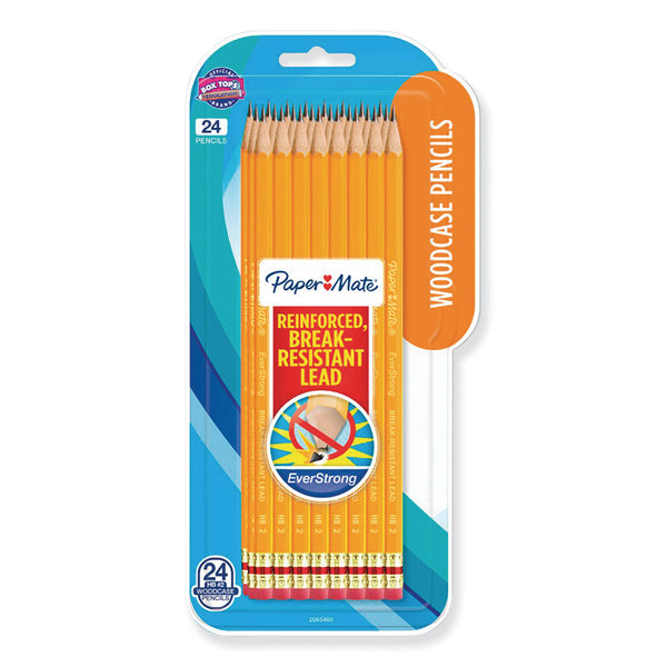 Paper Mate® EverStrong #2 Pencils, HB (#2), Black Lead, Gold Barrel, Dozen (PAP2065456) 1 Dozen