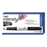 BIC® Intensity Low Odor Fine Point Dry Erase Marker, Fine Bullet Tip, Black, Dozen (BICGDE11BK)