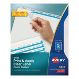 Avery® Print and Apply Index Maker Clear Label Plastic Dividers w/Printable Label Strip, 5-Tab, 11 x 8.5, Frosted Clear Tabs, 1 Set (AVE11449)