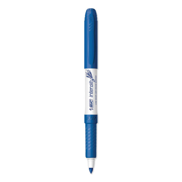 BIC® Intensity Low Odor Fine Point Dry Erase Marker, Fine Bullet Tip, Blue, Dozen (BICGDE11BE)