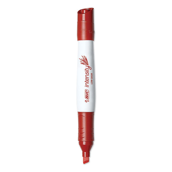 BIC® Intensity Low Odor Chisel Tip Dry Erase Marker, Extra-Broad Bullet Tip, Red, Dozen (BICGDEM11RD)