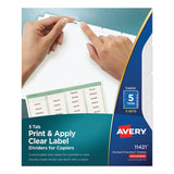 Avery® Print and Apply Index Maker Clear Label Dividers, Copiers, 5-Tab, 11 x 8.5, White, 5 Sets (AVE11421)