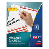 Avery® Print and Apply Index Maker Clear Label Unpunched Dividers, 8-Tab, 11 x 8.5, White, White Tabs, 25 Sets (AVE11444)