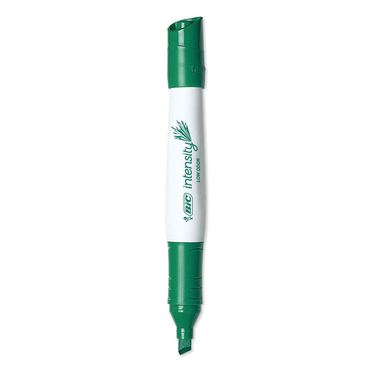 BIC® Intensity Low Odor Chisel Tip Dry Erase Marker, Broad Chisel Tip, Green, Dozen (BICGDEM11GN)