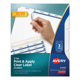 Avery® Print and Apply Index Maker Clear Label Dividers, 3-Tab, White Tabs, 11 x 8.5, White, 5 Sets (AVE11435)